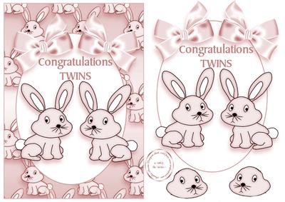 Twin Girl Bunnies Pink