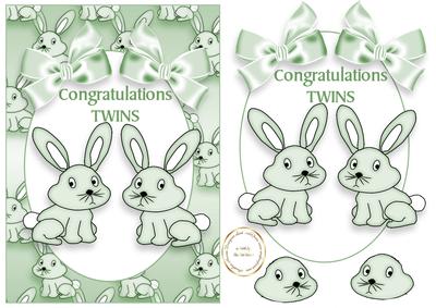 Twins Green Bunnies