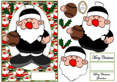 Rugby Black and White Santa