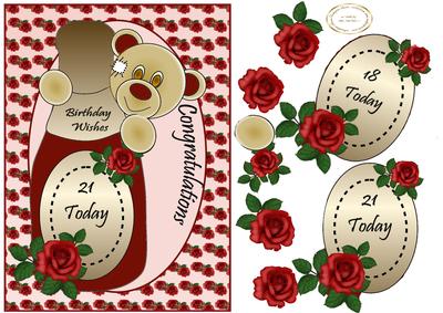 18/21st Champagne and Roses Bear