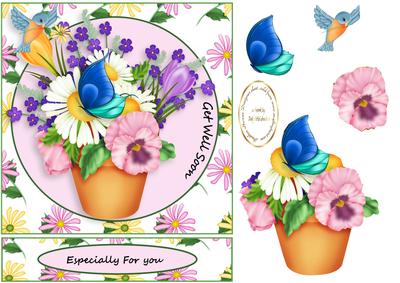 Get Well Floral Easel