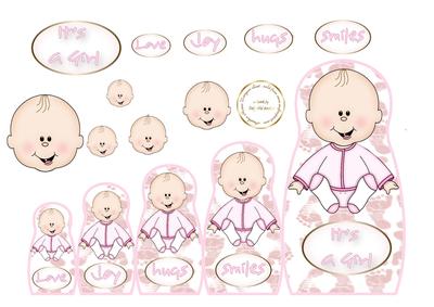 Matryoshka Shaped Card Baby Girl