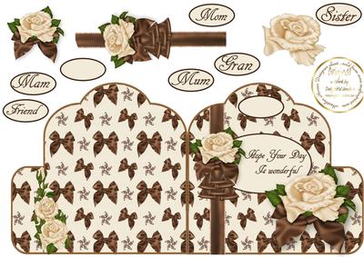 Chocolate Cream Roses Scalloped Quick Card