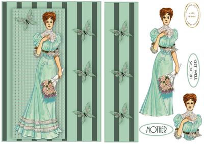 Vintage Lady Flowers and Butterflies
