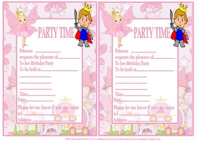 Prince and Princesses Party Invites