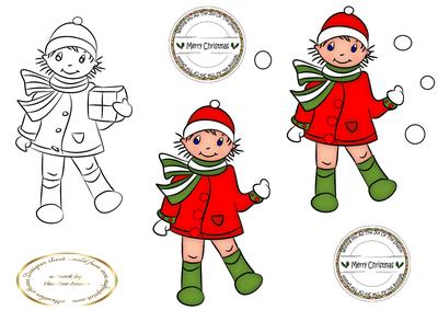 Digi Stamp and Coloured Katie Snowflake