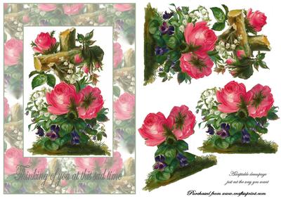 Roses Violets Wooden Cross Sympathy