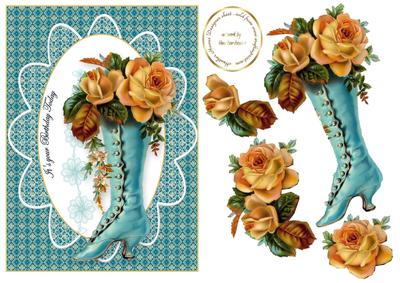 Victorian Boot with Roses on Lace