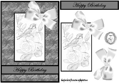 Birds and Roses Sketch Monochrome