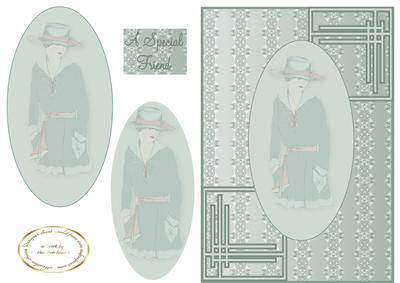 Vintage Deco Green Lady