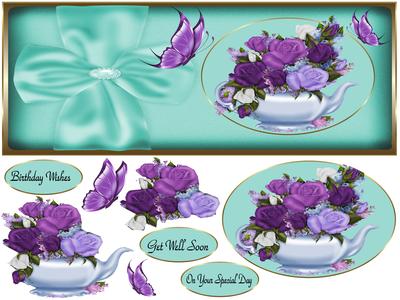 Floral Teapot Dl with Butterflies