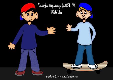 Skateboarder and Plain