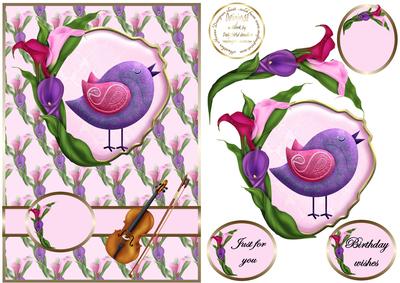 Bird and Cala Lilies