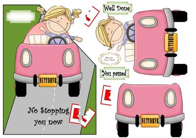 Girl Driving Test Passed Over the Corner