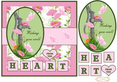 Heart Get Well Poppies and Butterflies