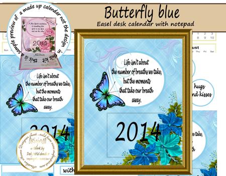 Butterfly Blue Easel Calendar