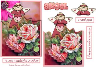 Floral Angel Rose Card Front and Layers
