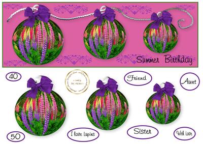 Summer Birthday Lupin Baubles