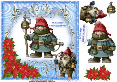 Gnomes and Poinsettia