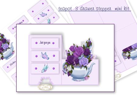 Teapot Floral 3 Drawer Kit
