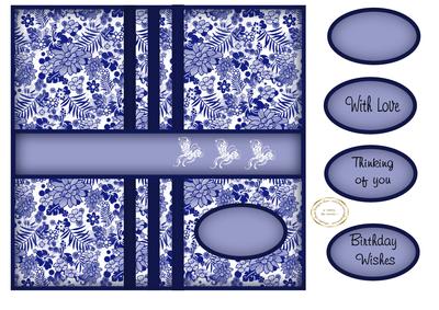 Blue Floral Card Base and Sentiments