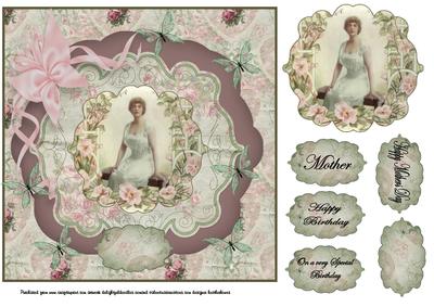 Victorian Lady with Roses and Butterflies