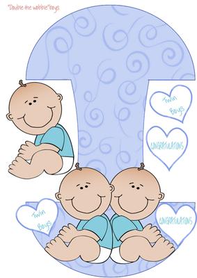 Baby Boys Twins Wobble Card
