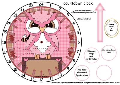 Countdown Clock Birthday Owl