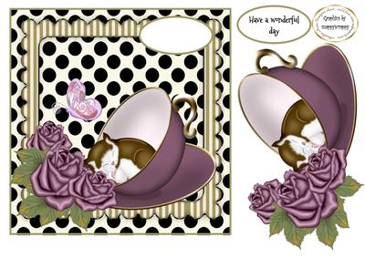 Kitty in a Teacup with Roses