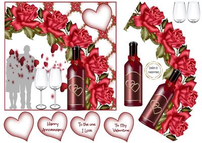 Hearts and Roses with Red Wine