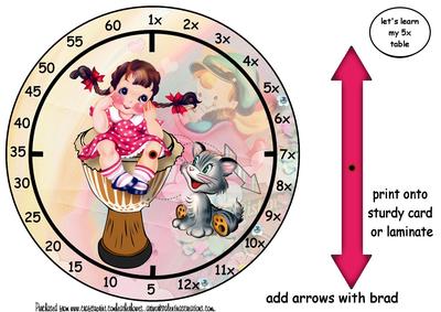 5x Little Girl Tables Clock