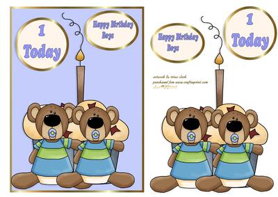 Twin Boy Cupcake 1st Birthday