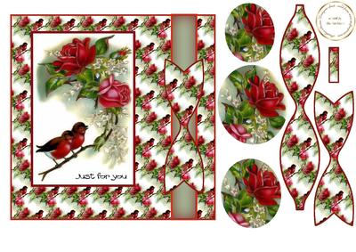 Birds Bow and Roses