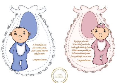Boy Girl Bib Toppers with Verses