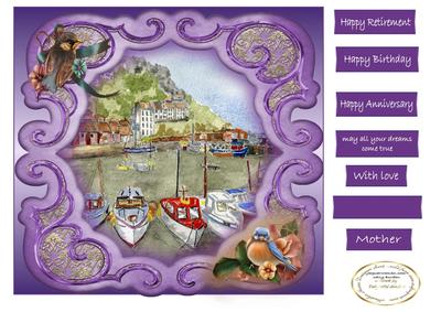 Boats in an Ornate Frame Original Artwork