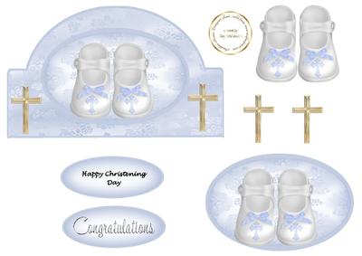 Shaped Christening Topper Blue