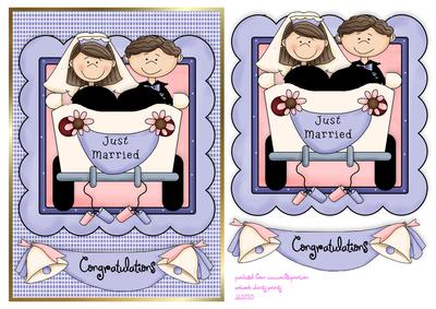 Wedding Car Couple Card Front and Layers
