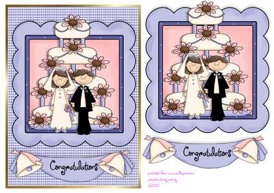 Wedding Cake Couple Card Front and Layers