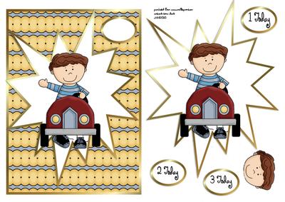 Boy in a Car with Ages 1,2,3