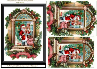 Santa Meets the Children Card Front