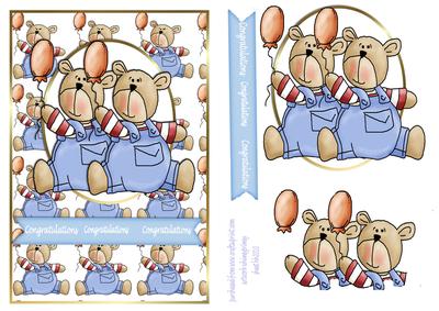 Boy Twins with Balloons Congratulations