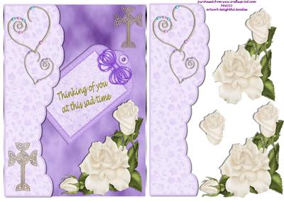Gold Cross and Roses Sympathy Card