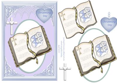 Baby Boy Blue Christening with Bible