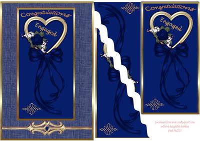Royal Blue Engaged Heart with Ribbons
