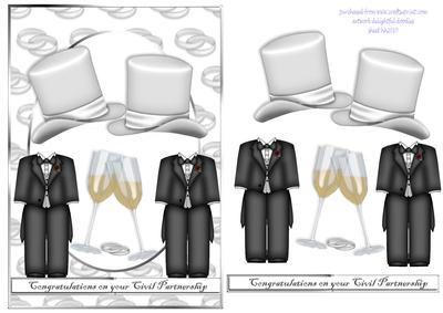 Male Civil Partnership Top Hats and Wine