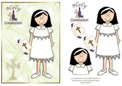 Girl Communion Card Front and Layers