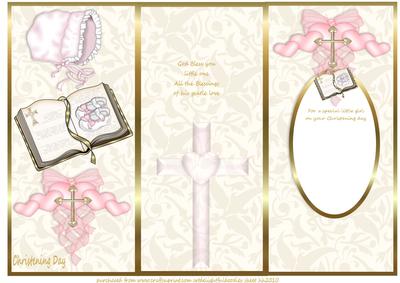Girls Tri Fold Christening Card Sheet 1