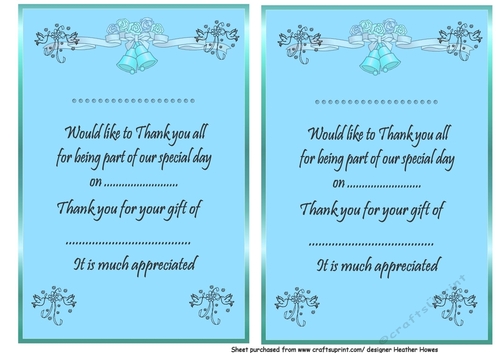 thank you letters for wedding gifts blue