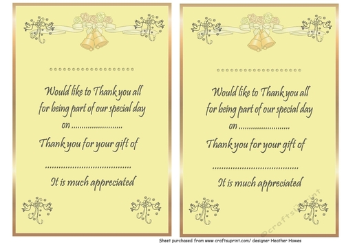 thank you letters for wedding gifts cream