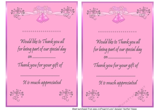 thank you letters for wedding gifts pink